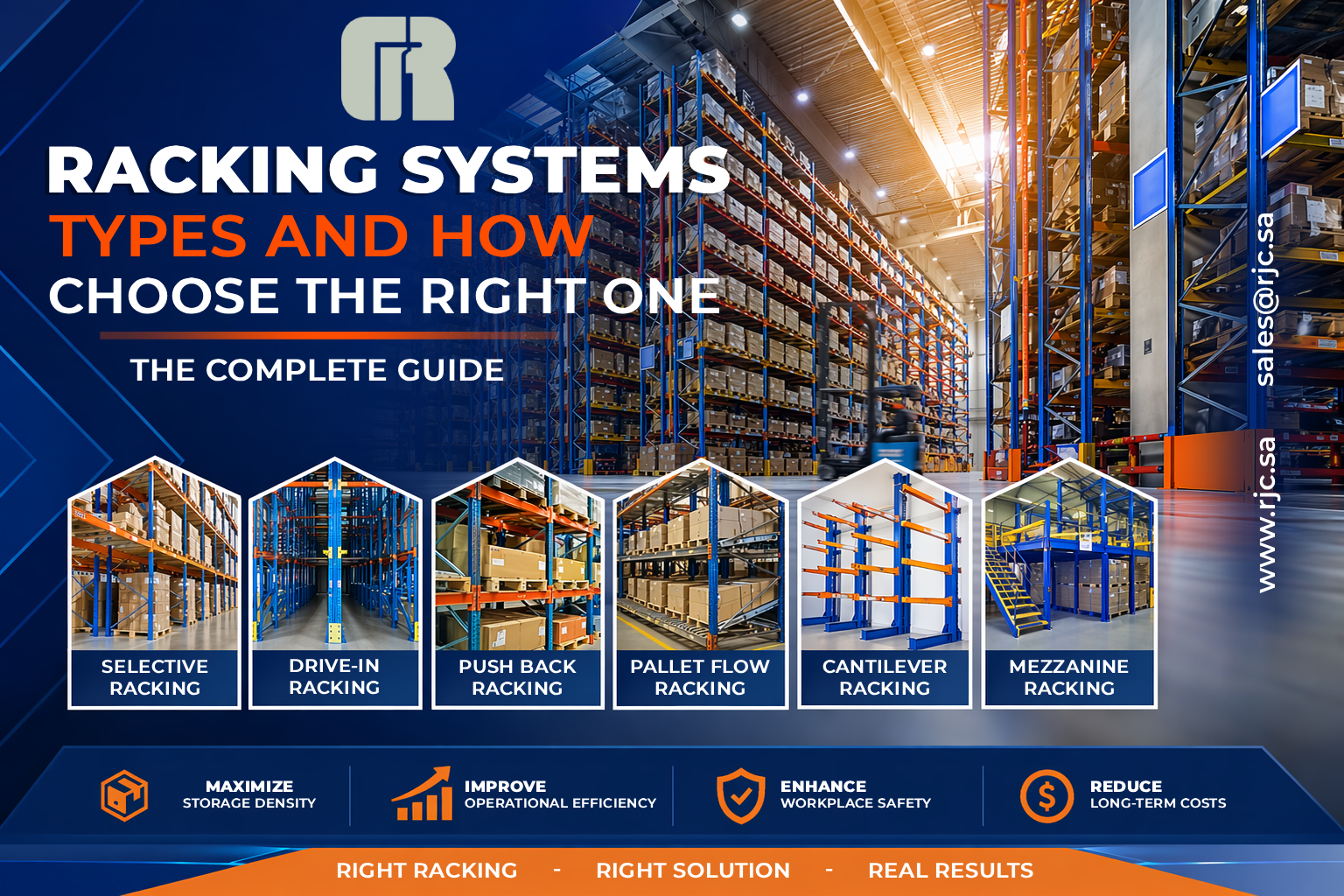 Different warehouse racking systems inside a modern industrial storage facility