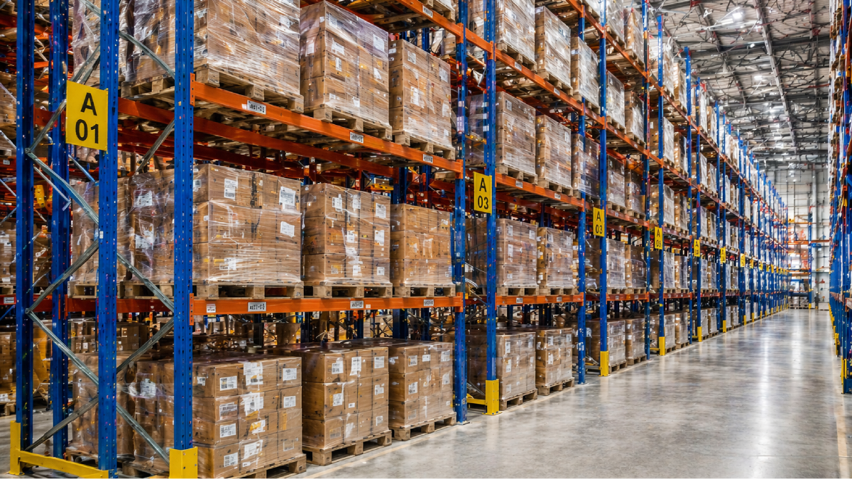 Selective pallet racking system with direct access to each pallet location